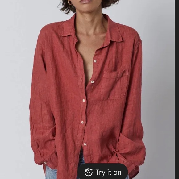 Velvet by Graham & Spencer Red Button Down Shirt - Picture 1 of 4